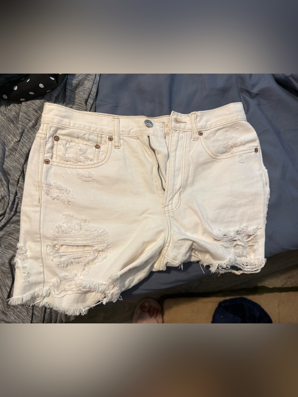 Distressed White Denim Jean Shorts for Women